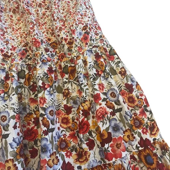 Vtg StarFire Floral Pull On Midi Tiered Skirt Cottage Core Women’s Size 14 Large - Picture 3 of 5